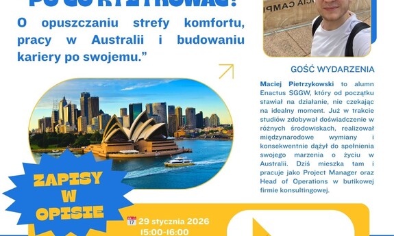 Zaproszenie dla studentów na Webinar: Po co ryzykować? O opuszczaniu strefy komfortu, pracy w Australii i budowaniu kariery po swojemu