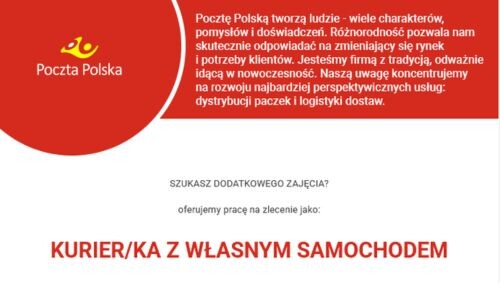 KURIER/KA Z WŁASNYM SAMOCHODEM - Poczta Polska
