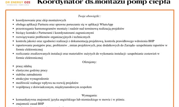 prosimy o wysłanie CV na kontakt@drenergyoze.pl